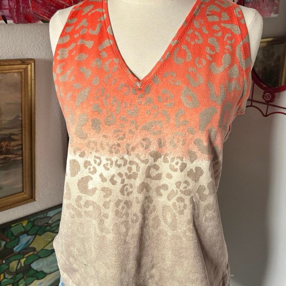 worth orange and biege cheetah print tank top knit - Picture 2 of 3